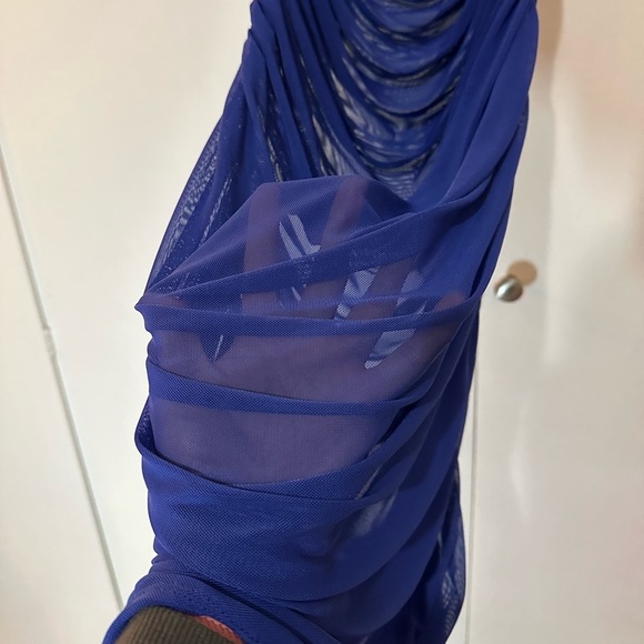 NWT Good American Women's Mesh Ruched Maxi Skirt in Capri Blue Size XL - Picture 7 of 14